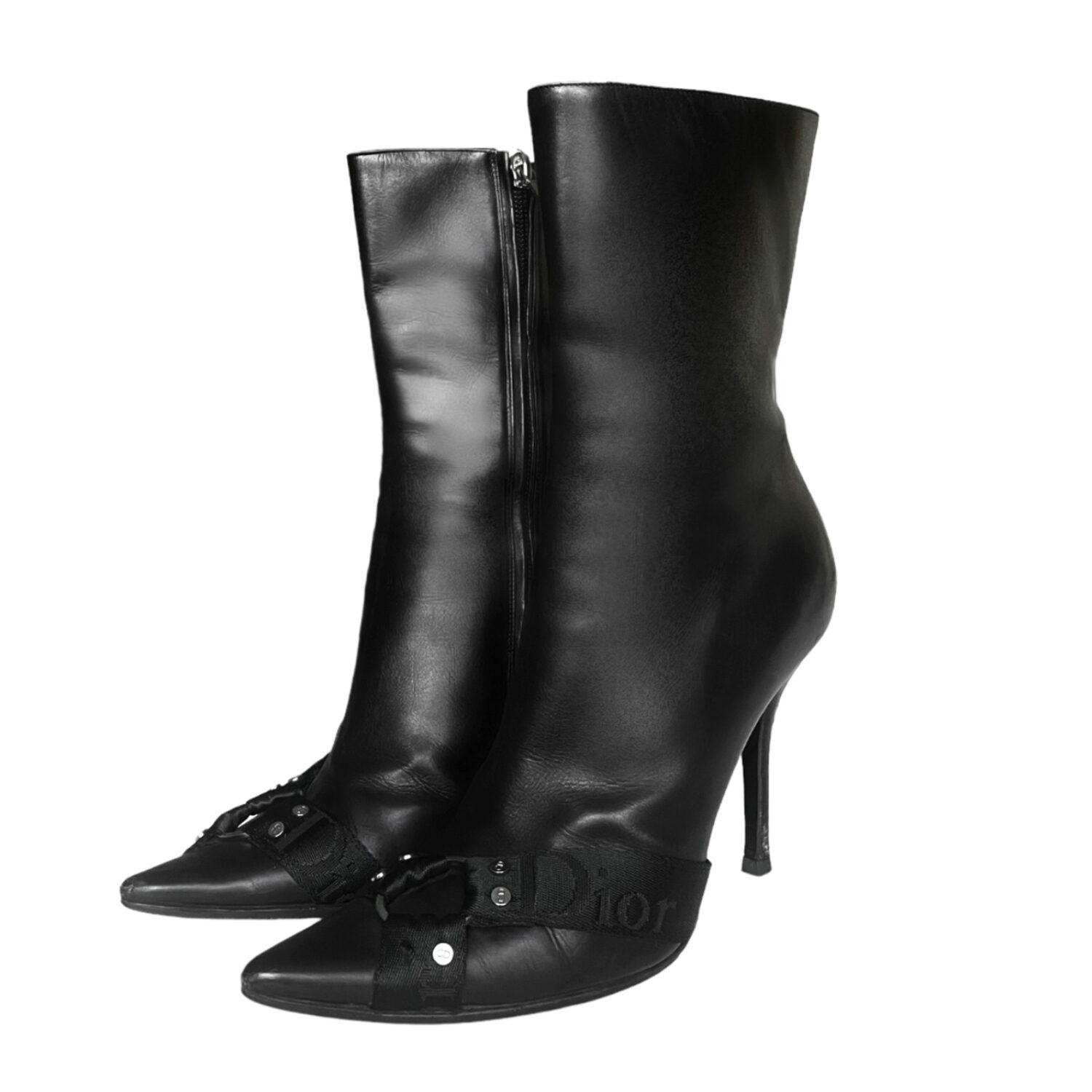 Dior Tape Logo Leather Boots in Black UK 4.5 – Nitryl