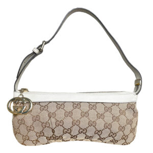 Vintage Gucci Monogram Pochette Shoulder Bag in Beige / White | NITRYL