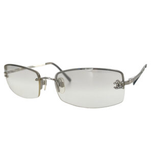 Vintage Chanel Diamante Rimless Sunglasses in Silver | NITRYL