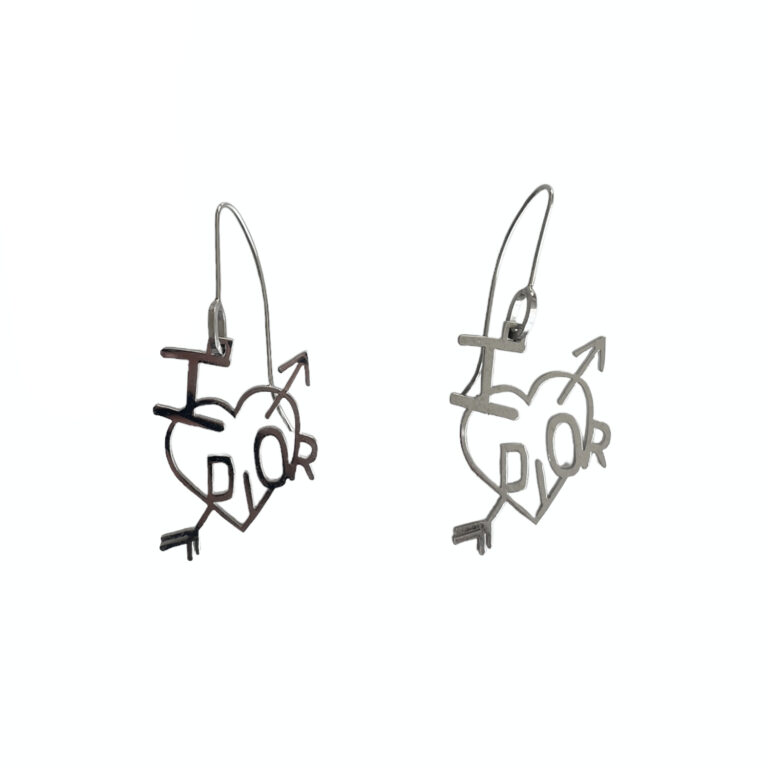 Vintage Dior 'I love Dior' Earrings in Silver | NITRYL