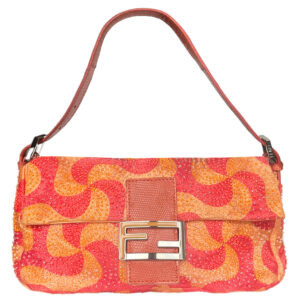 Vintage Fendi Beaded Swirl Baguette Bag in Orange | NITRYL