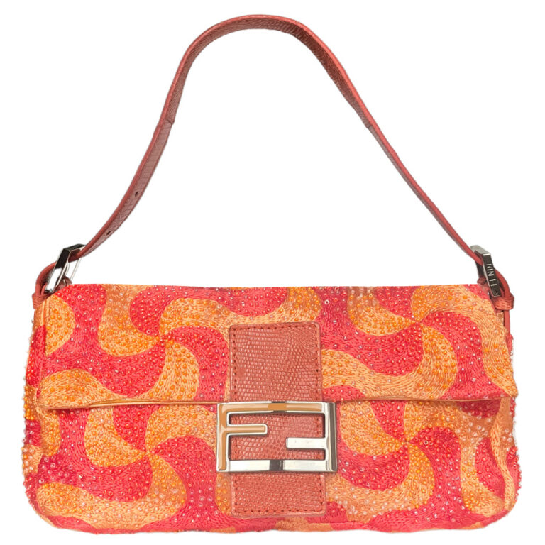 Vintage Fendi Beaded Swirl Baguette Bag in Orange | NITRYL