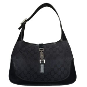 Vintage Gucci Monogram Jackie Shoulder Bag in Black | NITRYL