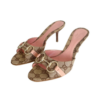 Vintage Gucci Monogram Heels in Beige / Baby Pink UK 3 | NITRYL