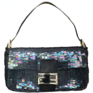 Vintage Fendi Sequin Shoulder Baguette Bag in Iridescent Black | NITRYL