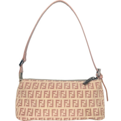 Vintage Fendi Monogram Mini Baguette Bag in Beige / Pink | NITRYL