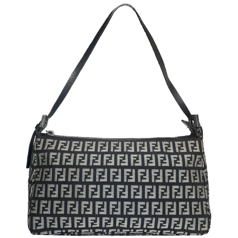 Vintage Fendi Monogram Shoulder Baguette Bag in Black / Grey | NITRYL