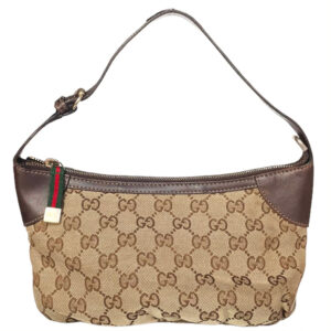 Vintage Gucci Monogram Mini Shoulder Bag in Beige / Brown | NITRYL