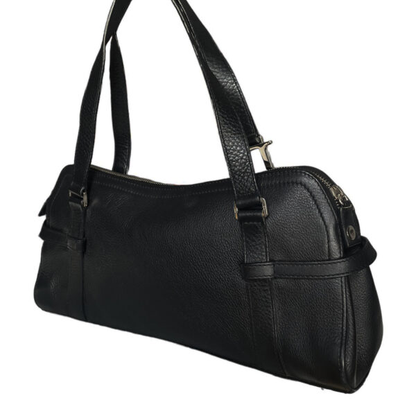 Dior Leather Shoulder Bag in Black with Silver Spellout Strap - Image 3