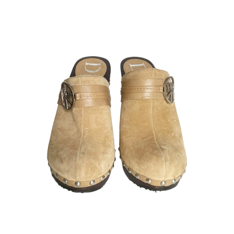 Dior Peace Suede Heeled Clogs in Beige UK 3 - Image 2