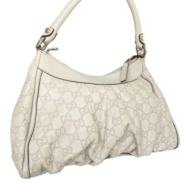 Gucci Monogram Leather Hobo Shoulder Bag in Cream - Image 4