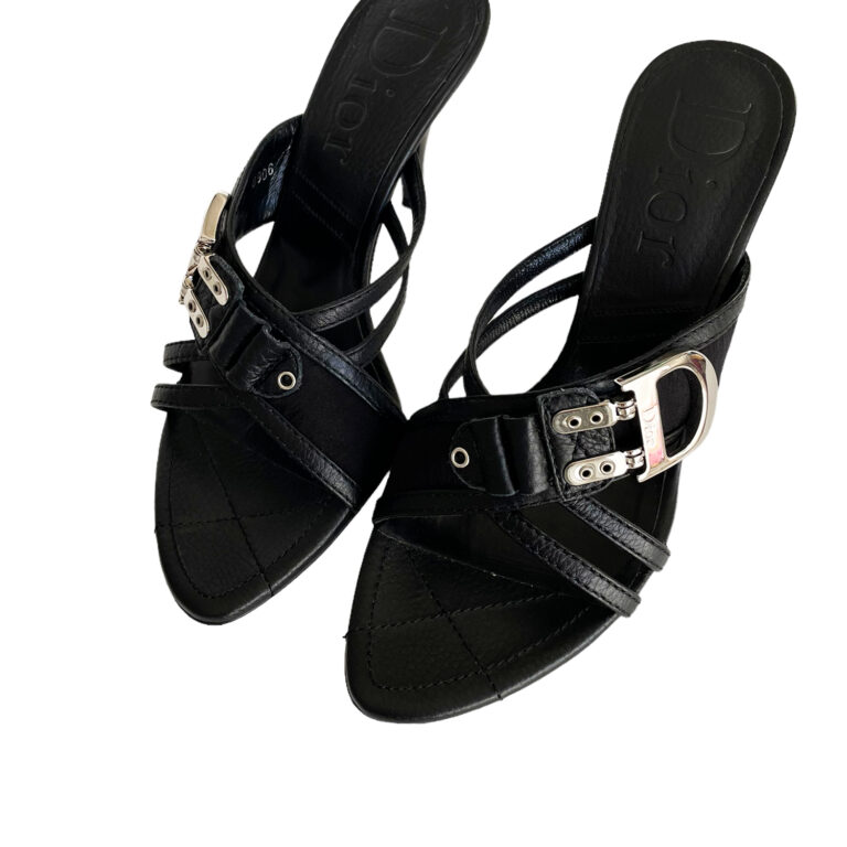 Dior Buckle Logo Heels in Black / Silver UK 4.5 - Image 2