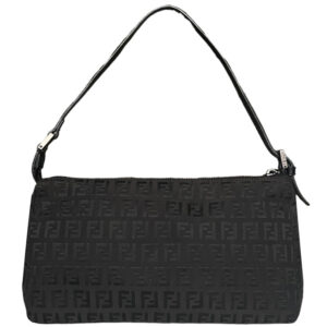 Vintage Fendi Monogram Shoulder Baguette Bag in Black | NITRYL