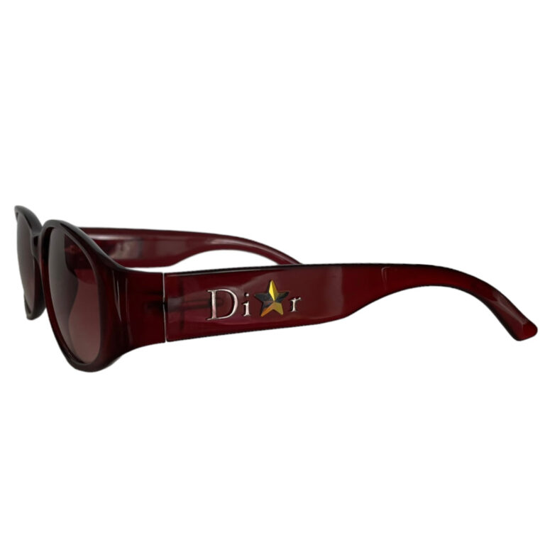 Vintage Dior Crystal Star Logo Sunglasses in Maroon | NITRYL