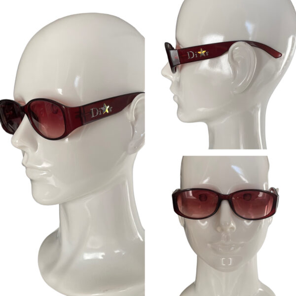 Dior Crystal Star Logo Sunglasses in Maroon - Image 3