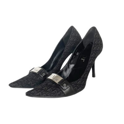 Vintage Dior Monogram Logo Heels in Black / Silver UK 6 | NITRYL