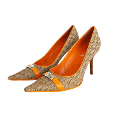 Vintage Dior Monogram Logo Heels in Beige / Orange | NITRYL