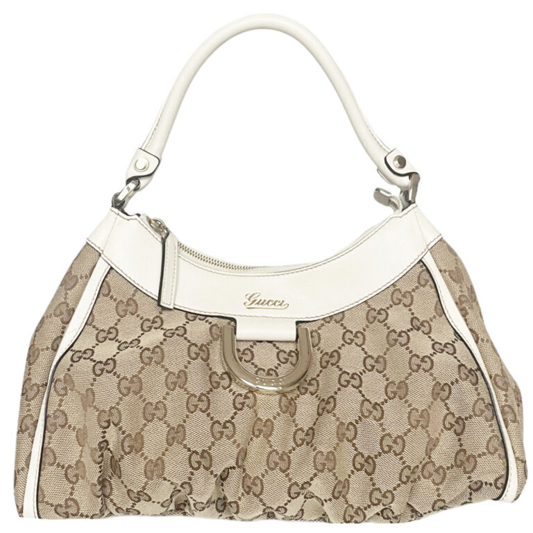 Vintage Gucci Monogram Shoulder Bag in Beige / White | NITRYL