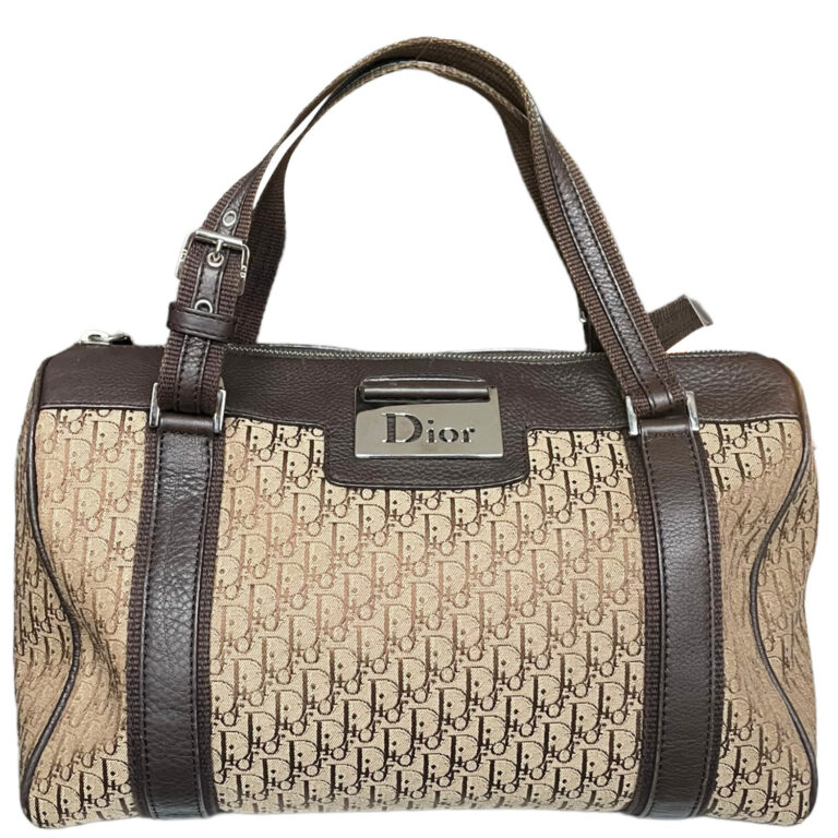 Vintage Dior Monogram Boston Bag in Beige / Brown | NITRYL