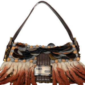 Vintage Fendi Embellished Felt Fringe Baguette in Brown RARE | NITRYL