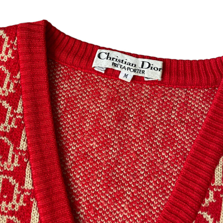 Dior Monogram Knit Sweater Vest in Red Size M - Image 3