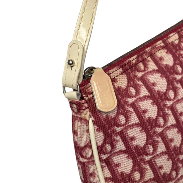 Dior Trotter Monogram Saddle Bag in Maroon Red / White - Image 7