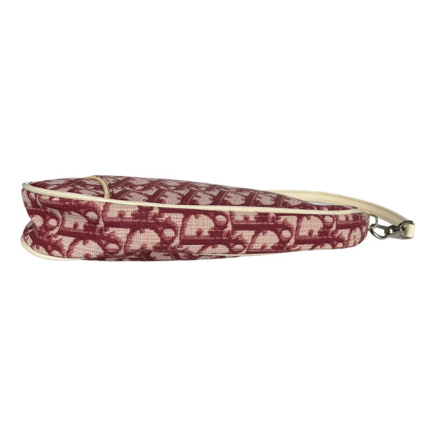 Dior Trotter Monogram Saddle Bag in Maroon Red / White - Image 6