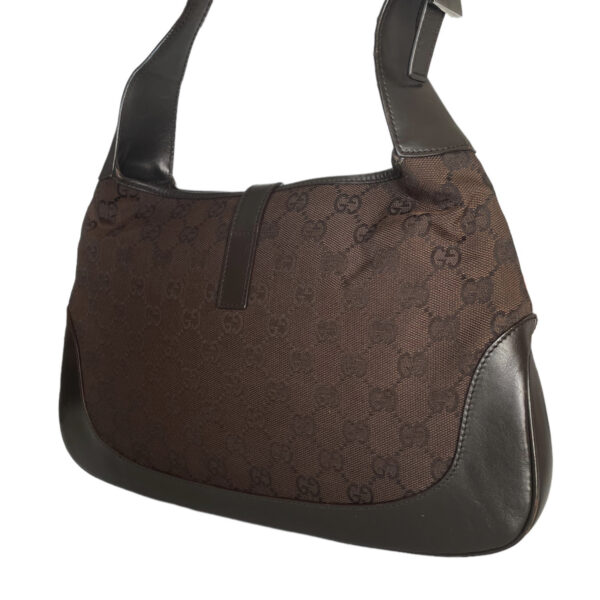 Gucci Monogram Stripe Jackie Shoulder Bag in Brown - Image 3