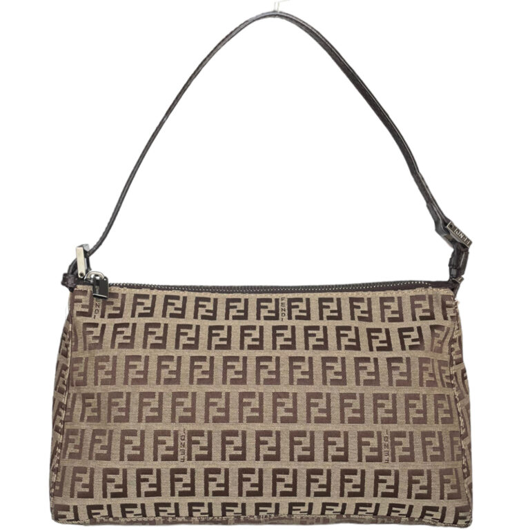 Vintage Fendi Monogram Shoulder Baguette Bag in Beige | NITRYL