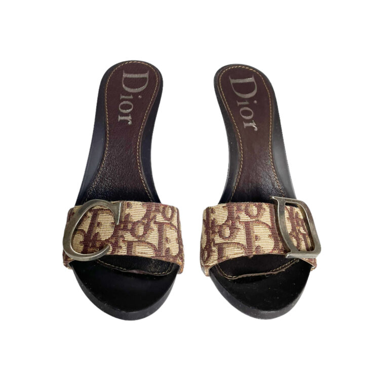 Dior Monogram Logo Heels in Brown UK 4.5 - Image 2