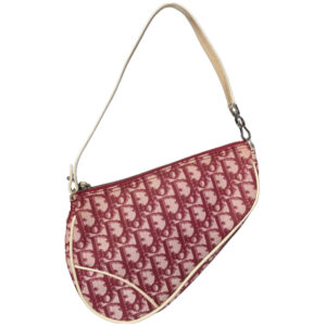 Vintage Dior Trotter Monogram Saddle Bag in Maroon | NITRYL