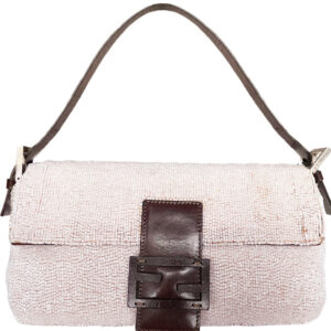 Vintage Fendi Beaded Shoulder Baguette Bag in Pale Pink | NITRYL