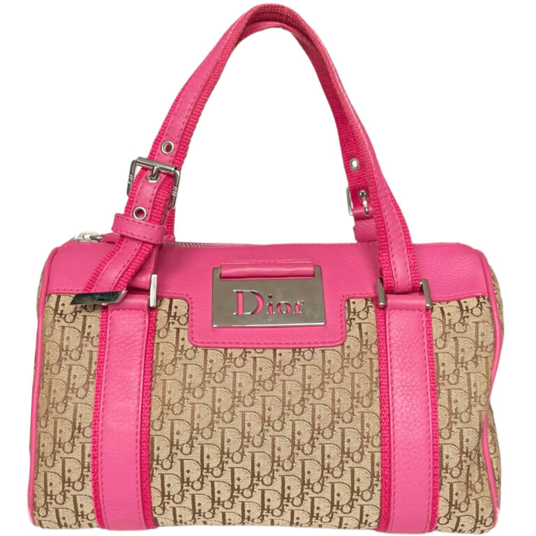 Vintage Dior Monogram Mini Boston Bag in Beige / Pink | NITRYL