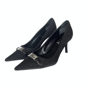 Vintage Dior Monogram Logo Heels in Black / Silver UK 3 | NITRYL