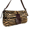 Fendi Zebra Print Ponyskin-Style Calfskin Shoulder Baguette Bag in Tan / Black - Image 2