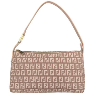 Vintage Fendi Monogram Shoulder Baguette Bag in Dusty Pink / Gold | NITRYL