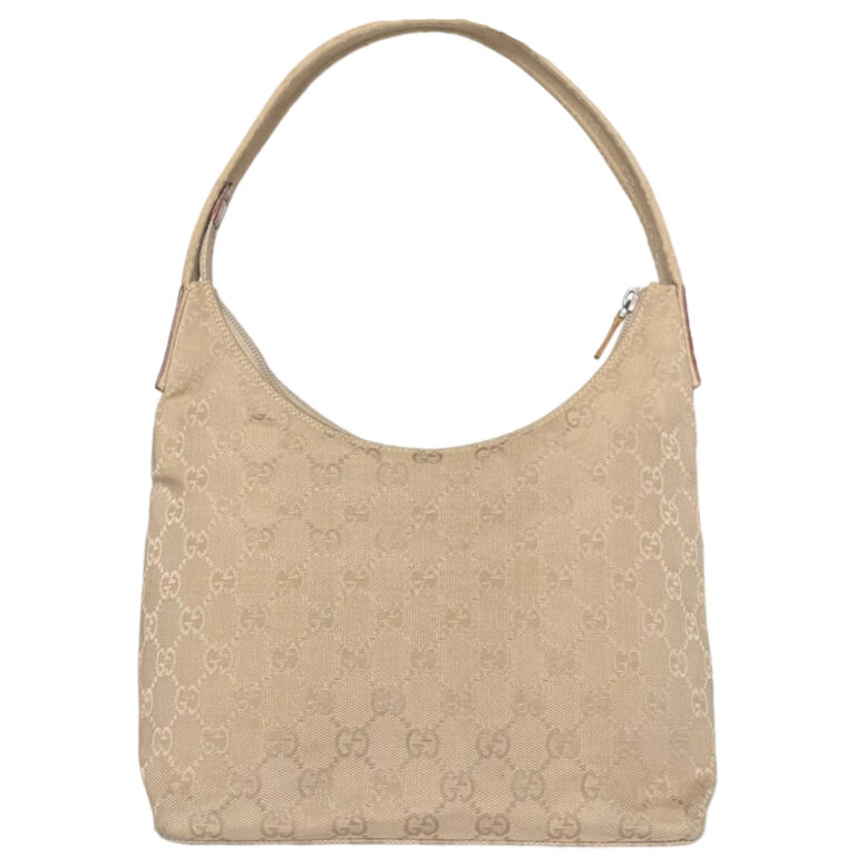 Vintage Gucci Monogram Shoulder Bag in Beige | NITRYL