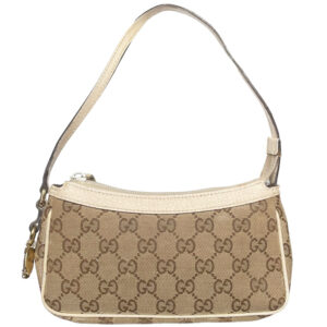 Vintage Gucci Monogram Mini Shoulder Bag in Beige / Cream / Gold | NITRYL