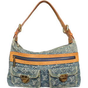 Vintage Louis Vuitton Monogram Denim 'Baggy' Shoulder Bag in Blue | NITRYL