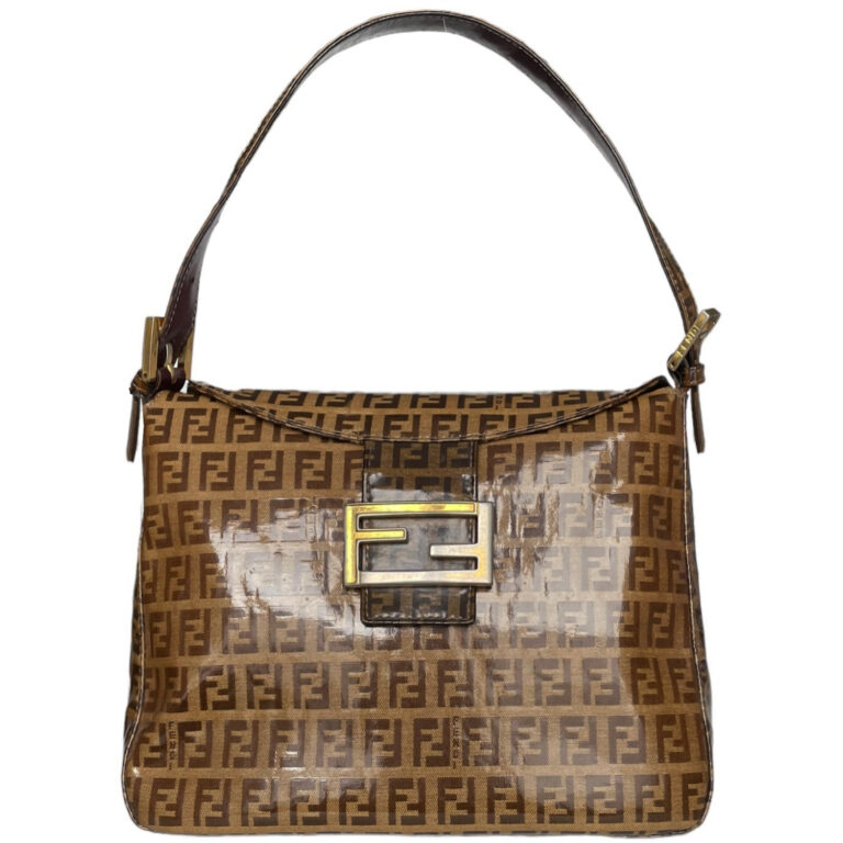 Vintage Fendi Monogram PVC Shoulder Baguette Bag in Brown | NITRYL