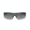 Miu Miu Chrome Logo Wraparound Sunglasses in White / Silver - Image 2