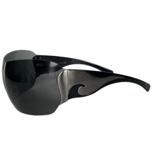 Vintage Prada Tribal Wraparound Sunglasses in Black / Silver | NITRYL