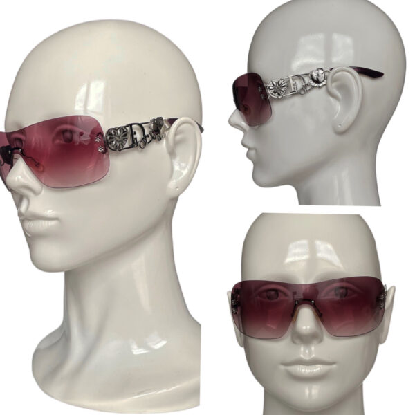 Dior Spuns Logo Shield Sunglasses in Pink / Silver - Image 4