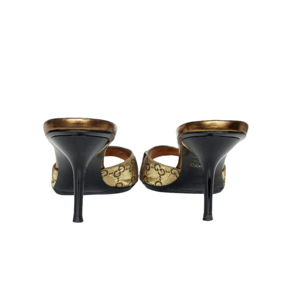 Gucci Monogram Heels in Metallic Gold UK 5 - Image 4