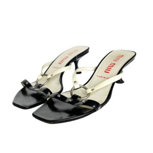 Vintage Miu Miu Strappy Kitten Heels in Black / White UK 5 | NITRYL