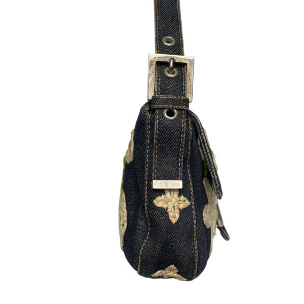 Fendi Daisy Flower Denim Shoulder Baguette Bag - Image 5