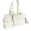 Dior Leather Shoulder Bag in White with Silver Spellout Strap - Image 2