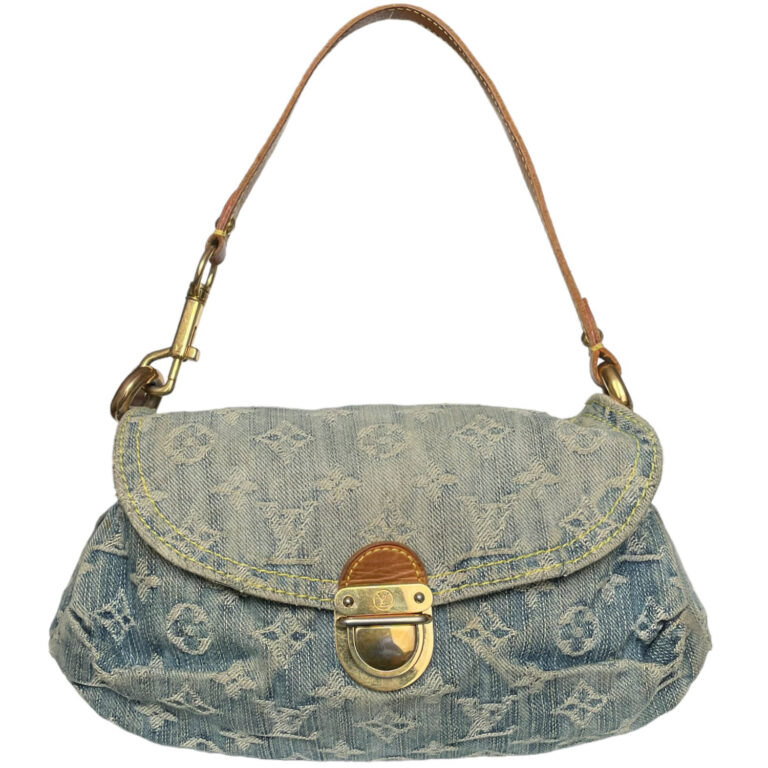 Vintage Louis Vuitton Monogram Denim Pleaty Shoulder Bag in Blue | NITRYL