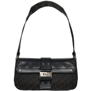 Vintage Dior Monogram Columbus Shoulder Bag in Black / Silver | NITRYL