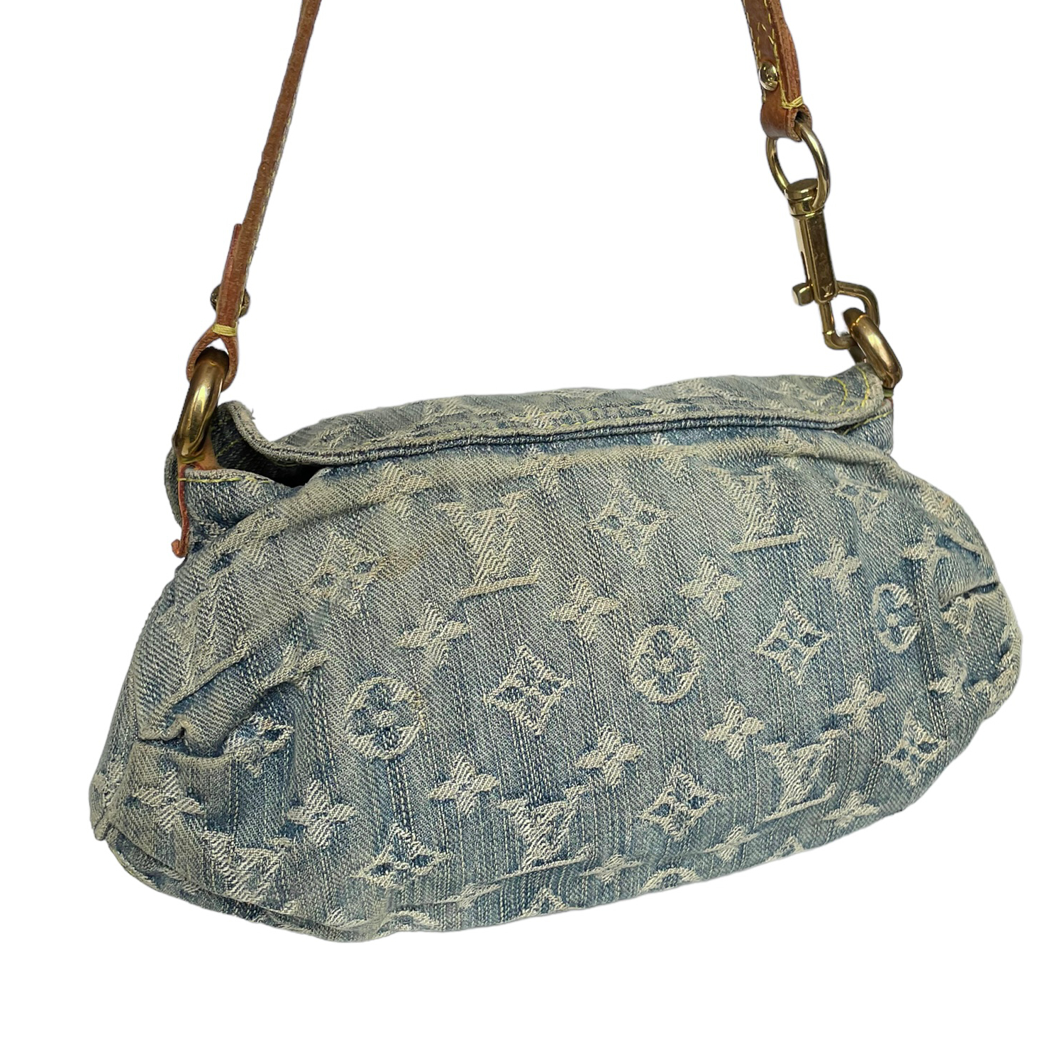 LOUIS VUITTON Monogram Denim Mini Pleaty Shoulder Bag Blue M95332